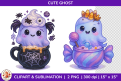 Cute Ghost Halloween Sublimation PNG, Spooky Vibes, Clipart Product Image 1