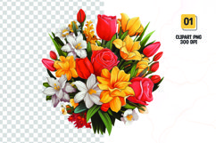 Watercolor Floral bouquet clipart sublimation Product Image 1