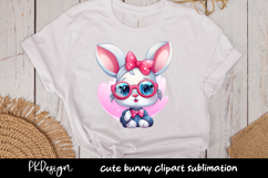 Cute bunny with bow clipart sublimation Product Image 1