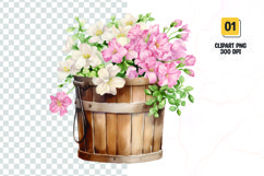 Floral Bucket Watercolor Clipart Sublimation Product Image 1