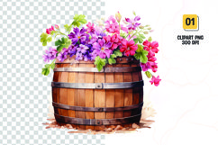 Spring Flower Barrel Watercolor Clipart sublimation Product Image 1