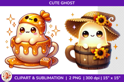 Cute Ghost Halloween Sublimation PNG, Spooky Vibes, Clipart Product Image 1