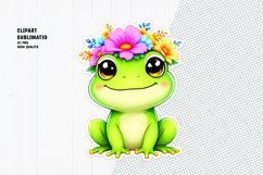 Cute frog sticker, floral crown, printable sticker Product Image 1