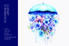 Watercolor floral umbrella clipart sublimation Product Image 1