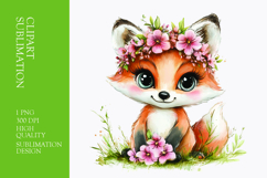 Cute fox with flower on head clipart Product Image 1