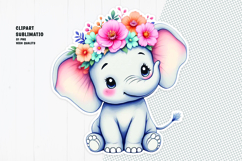Cute elephant sticker, floral crown, printable sticker Product Image 1