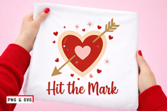 Hit the Mark Valentine PNG SVG Cute Heart Arrow Love Design Product Image 1