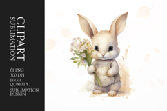 Watercolor Bunny clipart sublimation Product Image 1