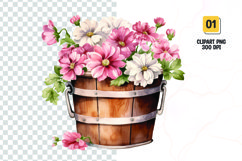 Floral Bucket Watercolor Clipart Sublimation Product Image 1