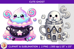 Cute Ghost Halloween Sublimation PNG, Spooky Vibes, Clipart Product Image 1