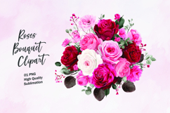Roses bouquet watercolor clipart png Product Image 1