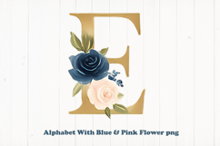 Alphabet, Letters, Monogram, blue &amp; pink flowers Product Image 1