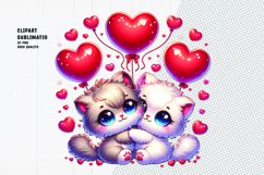 Cute Cat Couple with Heart Balloons | Valentine Sublimation Product Image 1