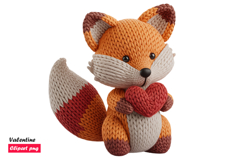 Adorable Knitted Fox Hugging Heart Valentine Illustration Product Image 1