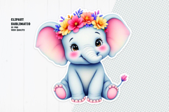 Cute elephant sticker, floral crown, printable sticker Product Image 1