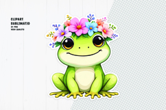 Cute frog sticker, floral crown, printable sticker Product Image 1