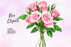 Pink rose watercolor clipart sublimation Product Image 1