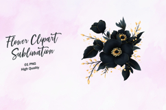 Modern Black Bouquet Floral Clipart Sublimation PNG Product Image 1