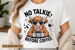 Highland cow with coffee quote t-shirt sublimation svg Product Image 1
