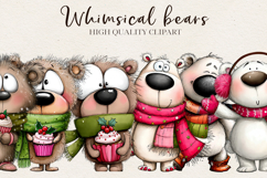 Whimsical Bear Clipart | Cute Hand-Drawn Bear Illustrations Product Image 1