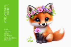 Cute fox with flower on head clipart Product Image 1