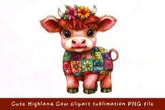 Cute Highland cow watercolor clipart sublimation Product Image 1