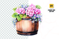 Spring Flower Barrel Watercolor Clipart sublimation Product Image 1