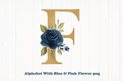 Alphabet, Letters, Monogram, blue &amp; pink flowers Product Image 1