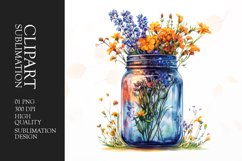Watercolor wildflower jar clipart Product Image 1