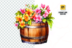 Spring Flower Barrel Watercolor Clipart sublimation Product Image 1