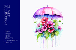 Watercolor floral umbrella clipart sublimation Product Image 1