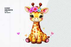 Cute giraffe, crown flower, watercolor clipart&quot;: Product Image 1