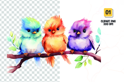 Watercolor colorful cute birds clipart Product Image 1