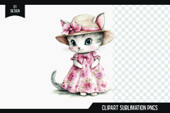 Watercolor cute Kitten clipart sublimation Product Image 1