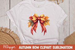 Autumn bow watercolor clipart sublimation Product Image 1