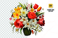 Watercolor Floral bouquet clipart sublimation Product Image 1