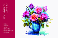 Watercolor flower vase clipart sublimation Product Image 1