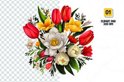 Watercolor Floral bouquet clipart sublimation Product Image 1