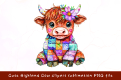 Cute Highland cow watercolor clipart sublimation Product Image 1