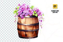 Spring Flower Barrel Watercolor Clipart sublimation Product Image 1