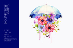Watercolor floral umbrella clipart sublimation Product Image 1