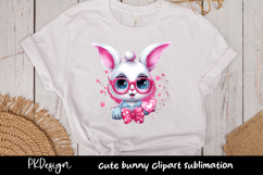 Cute bunny with bow clipart sublimation Product Image 1