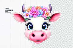 Cute cow sticker, floral crown, printable sticker Product Image 1