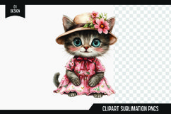 Watercolor cute Kitten clipart sublimation Product Image 1