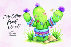 Cute cactus plant watercolor clipart Product Image 1