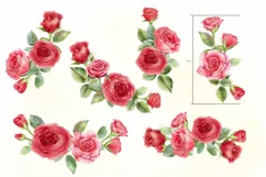 Red rose clipart. Floral clipart watercolor. Rose png Product Image 2