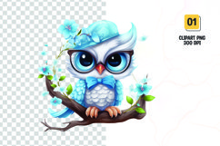Watercolor owl baby clipart sublimation png Product Image 1