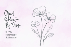 Elegant Floral Line Art Clipart Sublimation Design Product Image 1