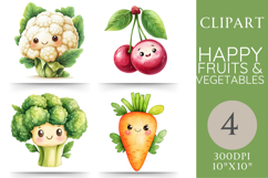 Happy Fruit and Veg Clipart 4 PNG Images Product Image 1