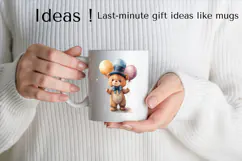 Cute Teddy Bear Birthday Clipart PNG for Cards & Invitations Product Image 2